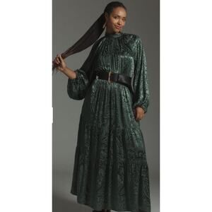COPY - Anthropologie Bohemian The Somerset Maxi Green Dress Mock-Neck Edition H…